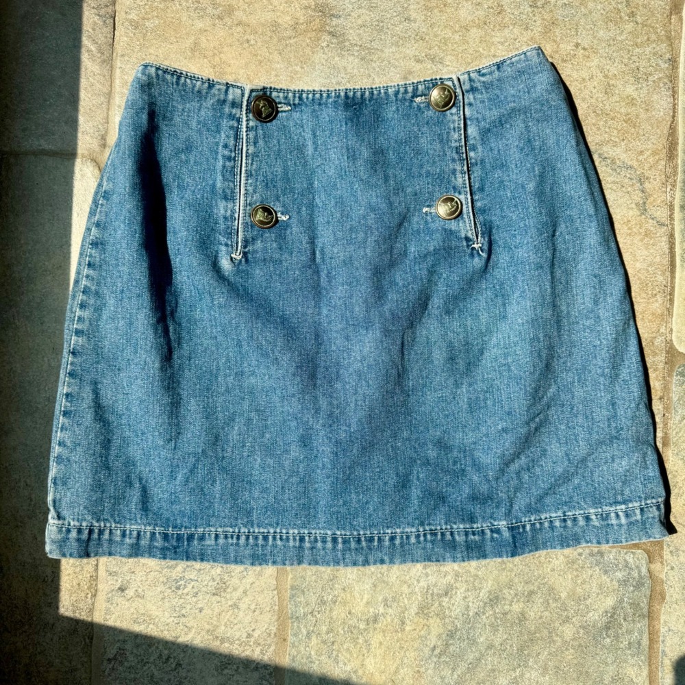GAP Y2K 2000s Vintage Denim Mini Skirt Button Front Blue Jean Skirt Size 4